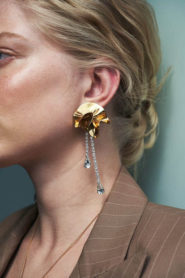 Sylvia Crystal Drop Earrings | Gold