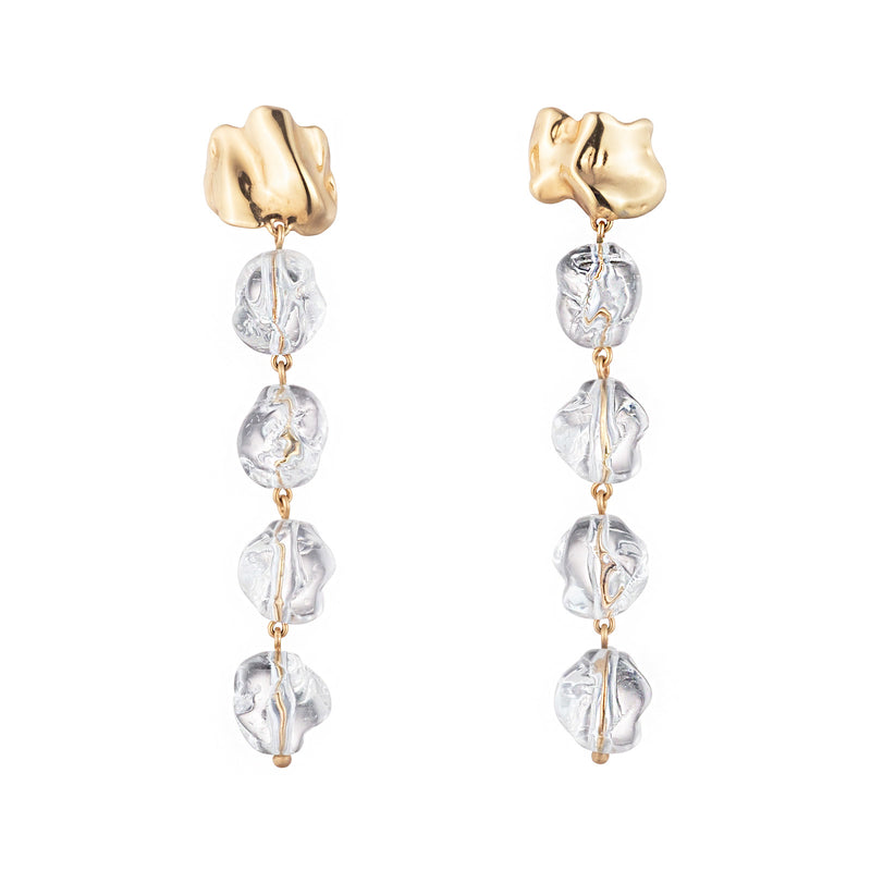 Sterling King Lucite Drip Mini Earrings in Gold product shot