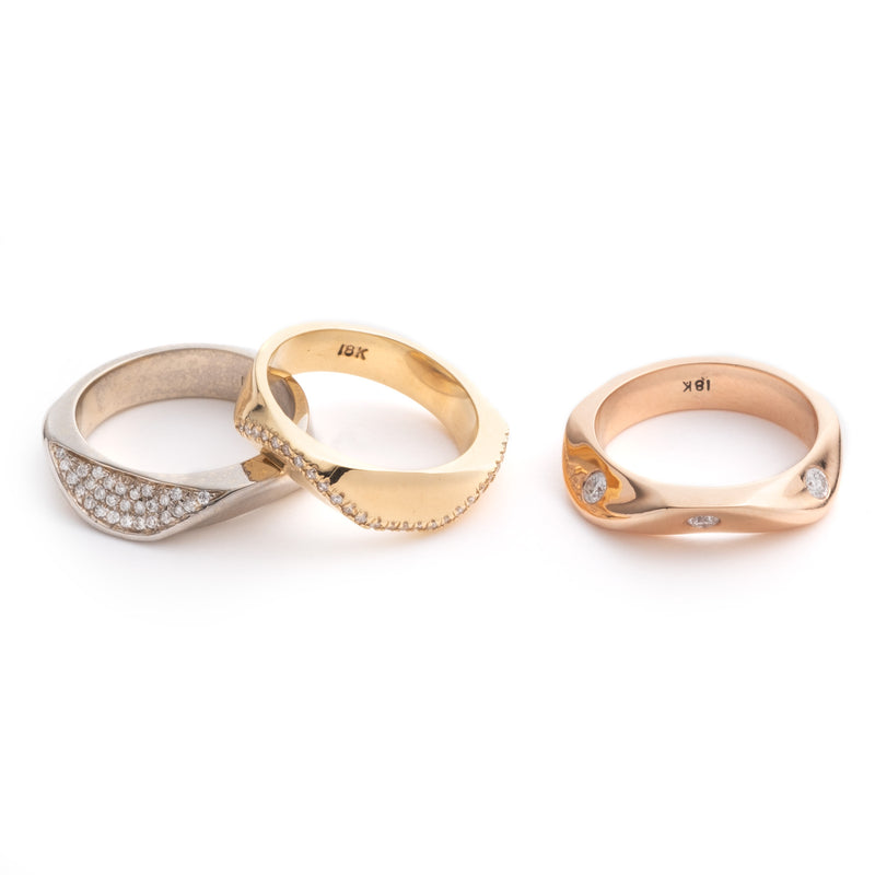 Sterling King Diamond Lithop Ridge Rings in Sterling Silver, Gold and Rose Gold