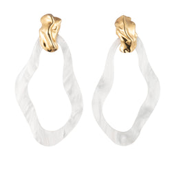 Sterling King Magic Hour Lucite Earrings in White & Gold Product Shot