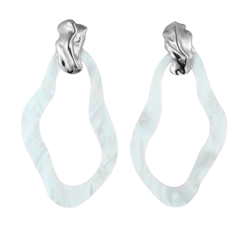 Sterling King Magic Hour Lucite Earrings in White & Sterling Silver Product Shot