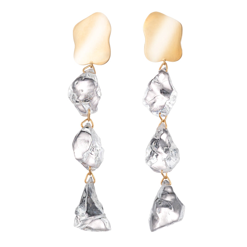 Sterling King Dangling Lucite Rock Candy Earrings in Gold product shot