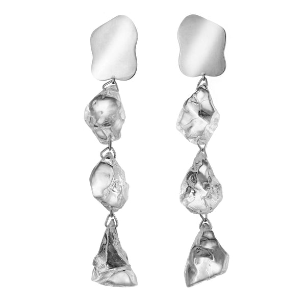 Sterling King Dangling Lucite Rock Candy Earrings in Sterling Silver product shot