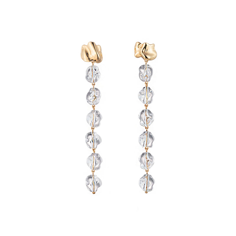 Messika 18ct White Gold Gatsby Pave Set Diamond Bar Drop Earrings.