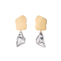 Sterling King Lucite Nugget Drop Earrings in Gold product shot