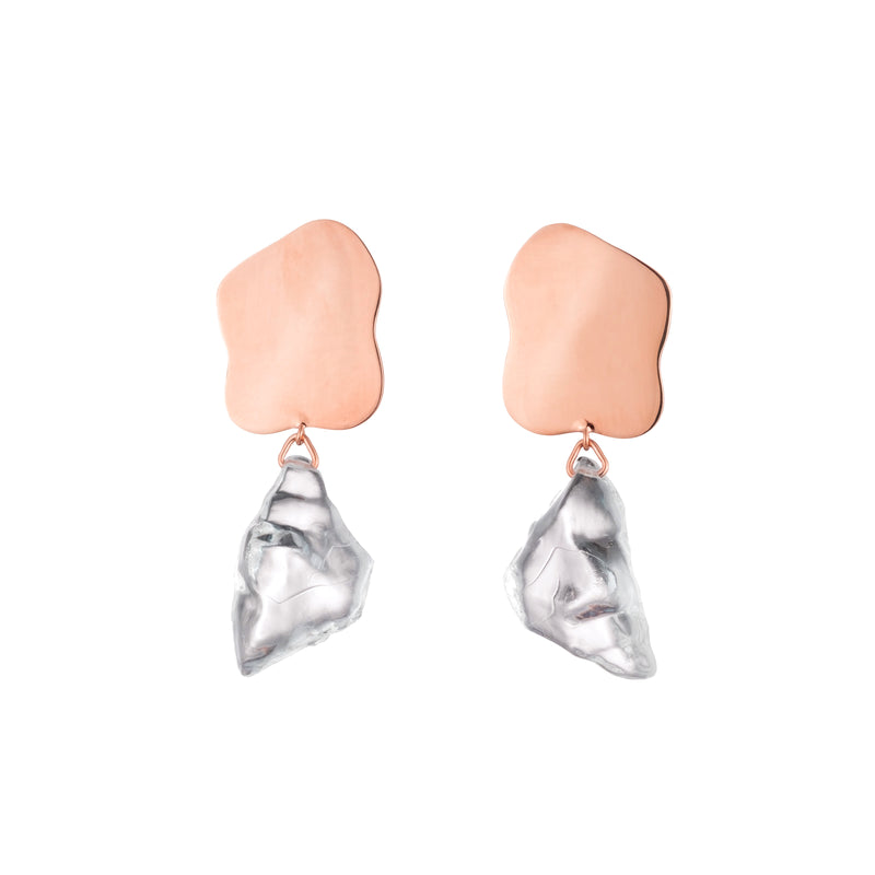Sterling King Lucite Nugget Drop Earrings in Rose Gold product shot