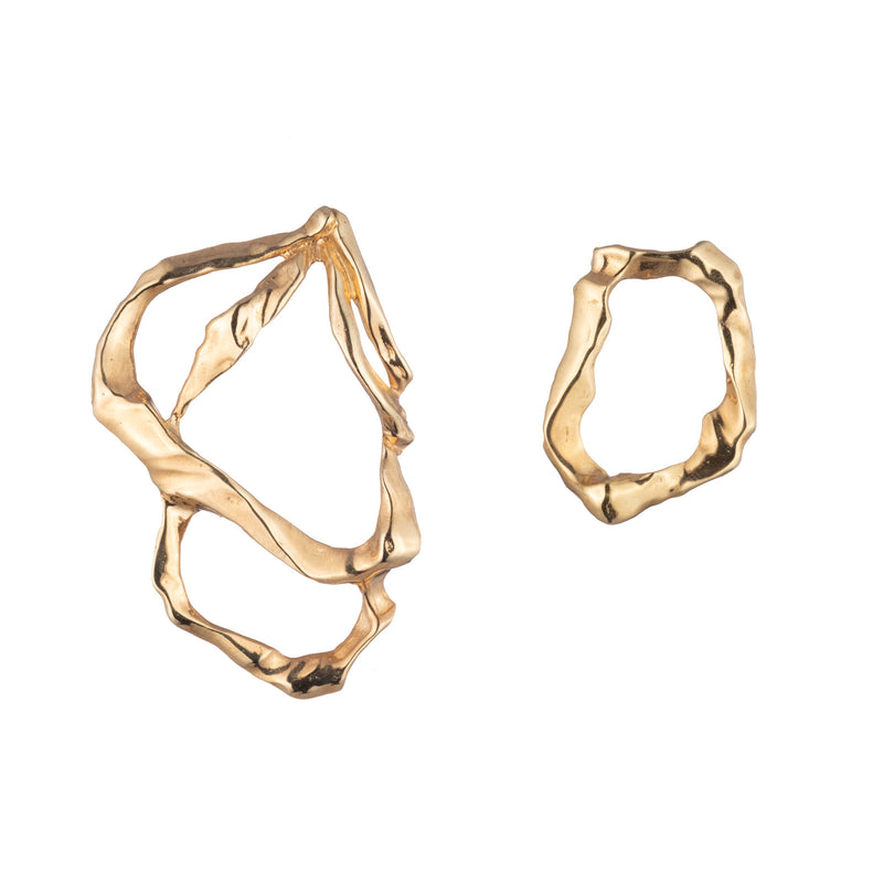 Sterling King Mismatched Molten Loop Earrings in Gold product shot