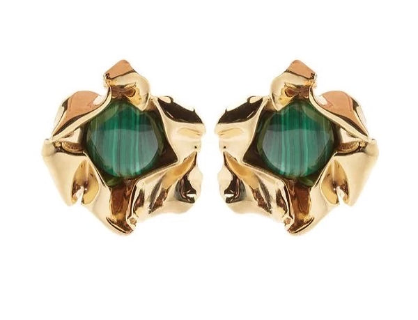 Titania Malachite Stud Earrings | Gold