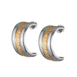 Two Tone Trinity Hoop Earrings | Silver and Gold