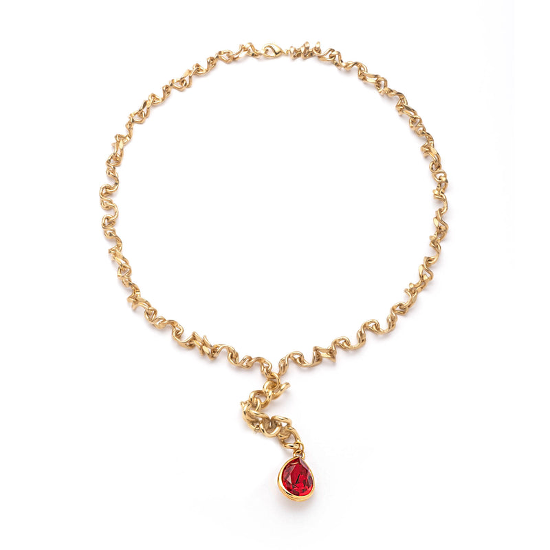 Warp Chain Crystal Necklace | Gold & Clear