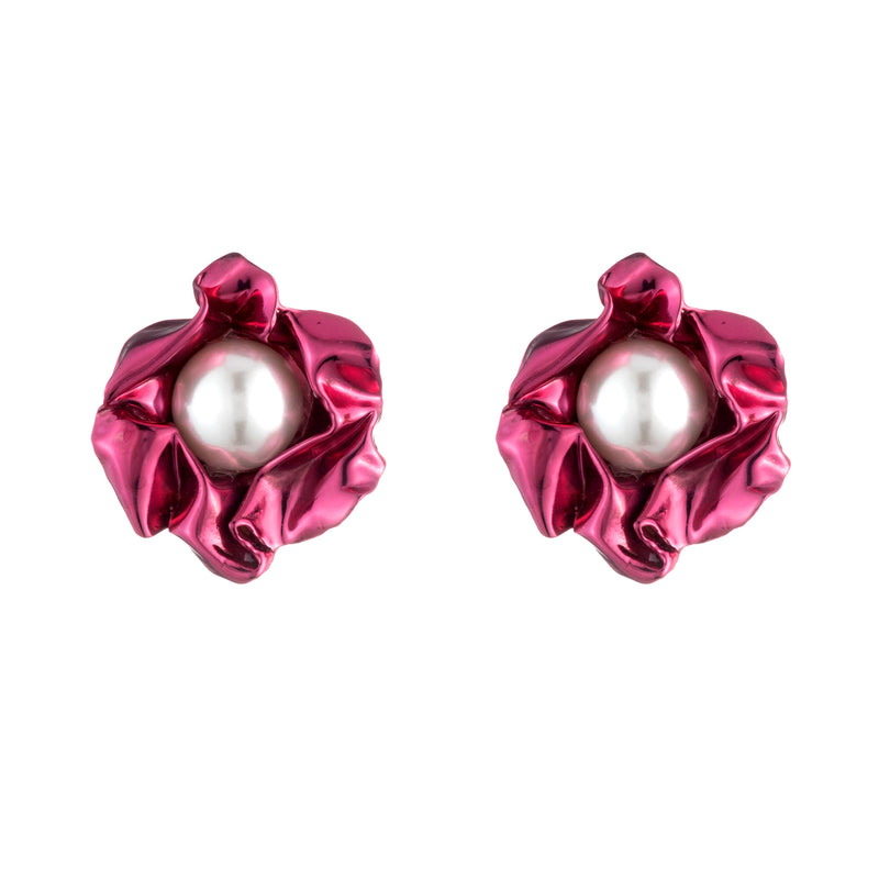 Titania Pearl Earrings | Fuchsia