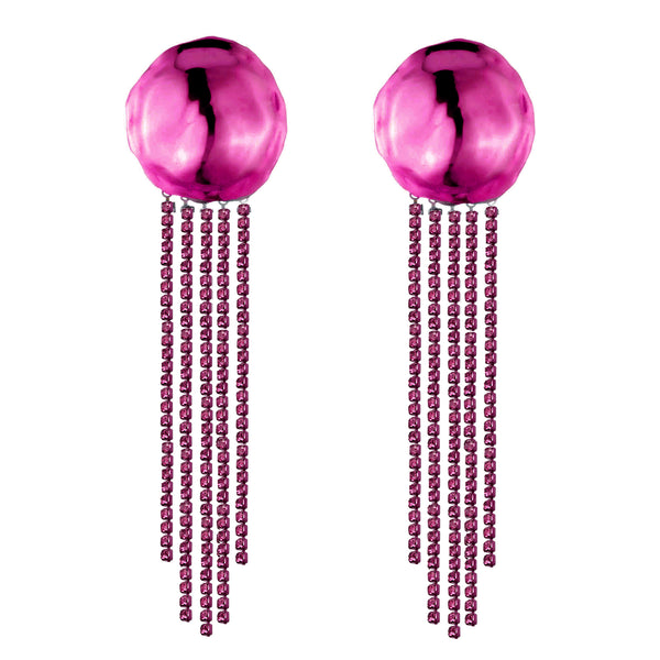 Orbit Crystal Drop Earrings | Fuchsia