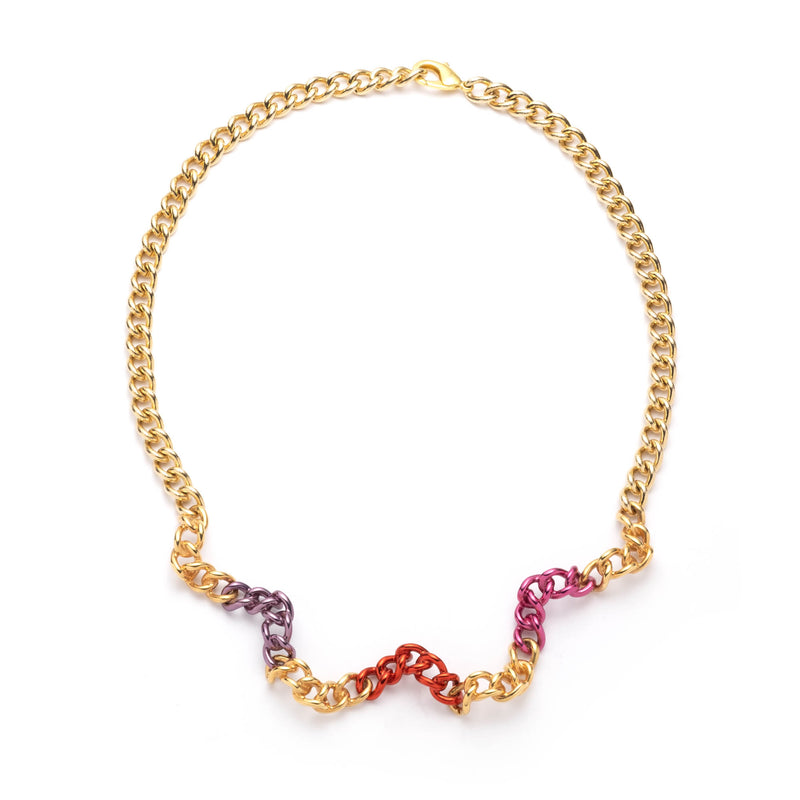 Warp Chain Squiggle Necklace | Gold Multi