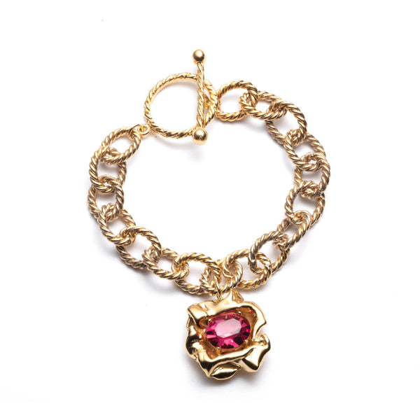 Lola Charm Bracelet | Gold and Ruby
