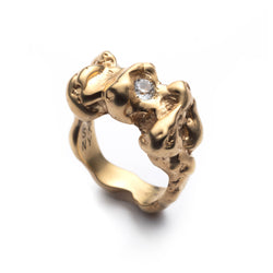 Liquid Gold White Sapphire Textured Ring