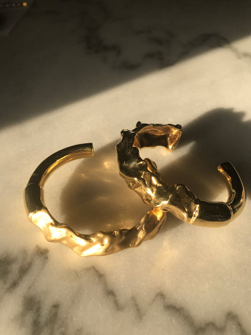 Sterling King Molten Cuffs in Matte and Mirror Gold
