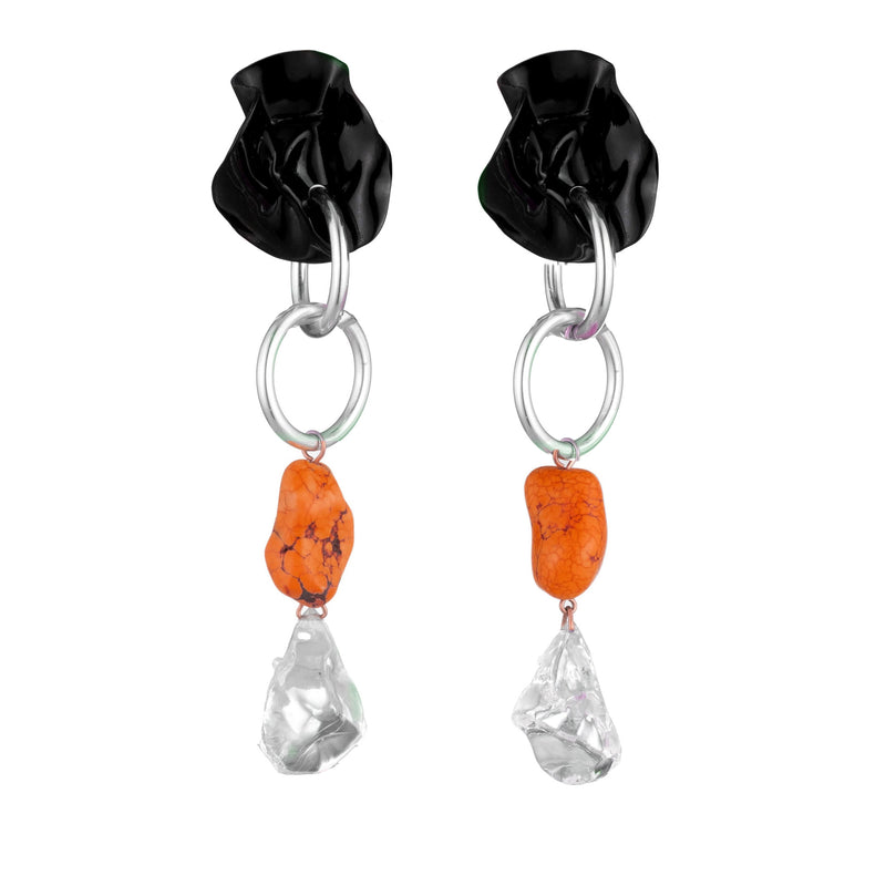 Joan Turquoise Earrings | Jet and Tiger Orange