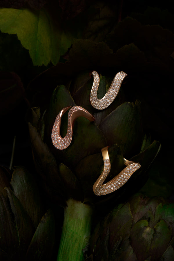 Pavé Diamond Wave Ring | 18K Rose Gold
