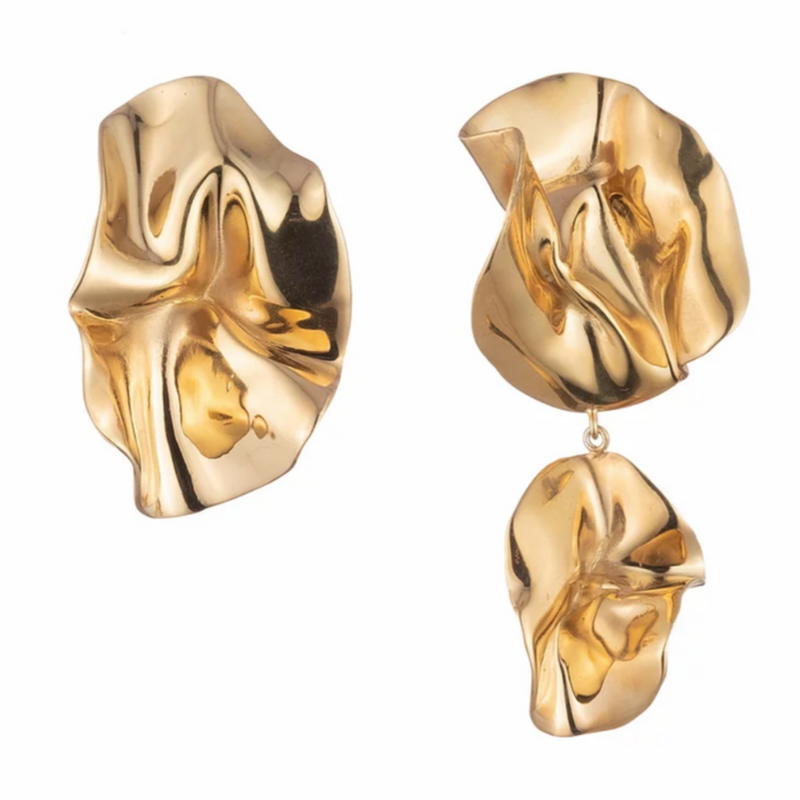 Mismatched Fold Earrings | Gold