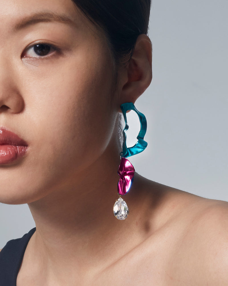 Inside Out Crystal Drop Earrings | Aqua and Fuchsia