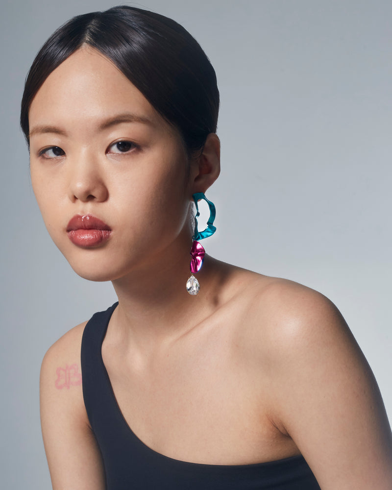 Inside Out Crystal Drop Earrings | Aqua and Fuchsia