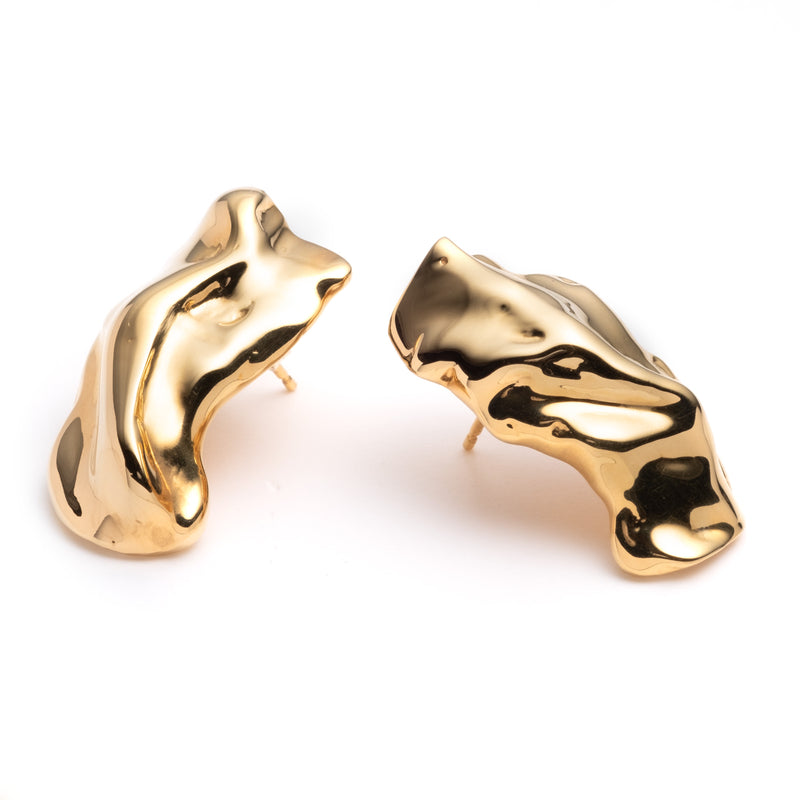 Sterling King Molten Stud Earrings in Mirror Gold product shot