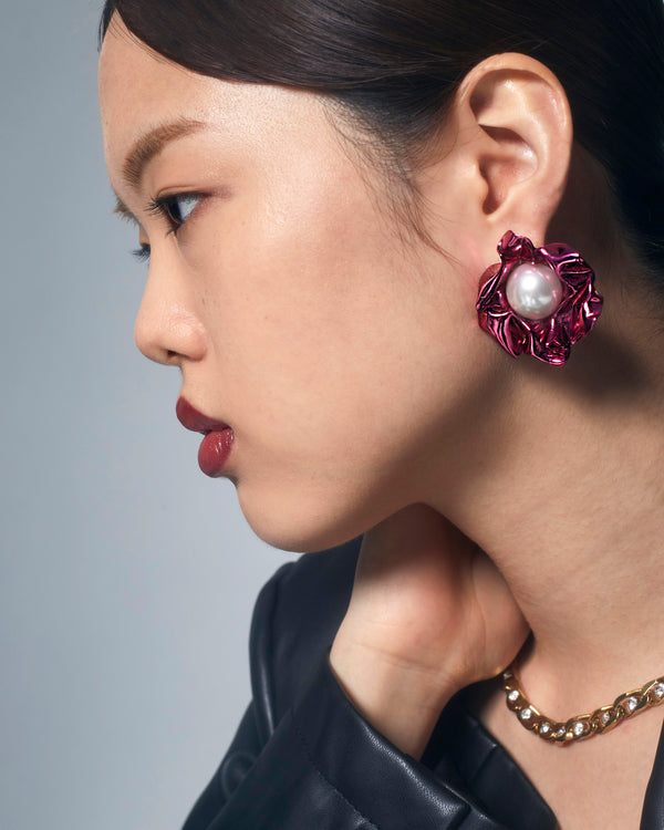Titania Pearl Earrings | Fuchsia