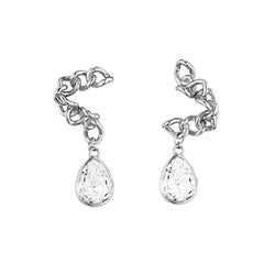 Warp Chain Crystal Drop Earrings | Sterling Silver