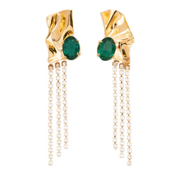 Emerald Kiki Crystal Drop Earrings | Gold