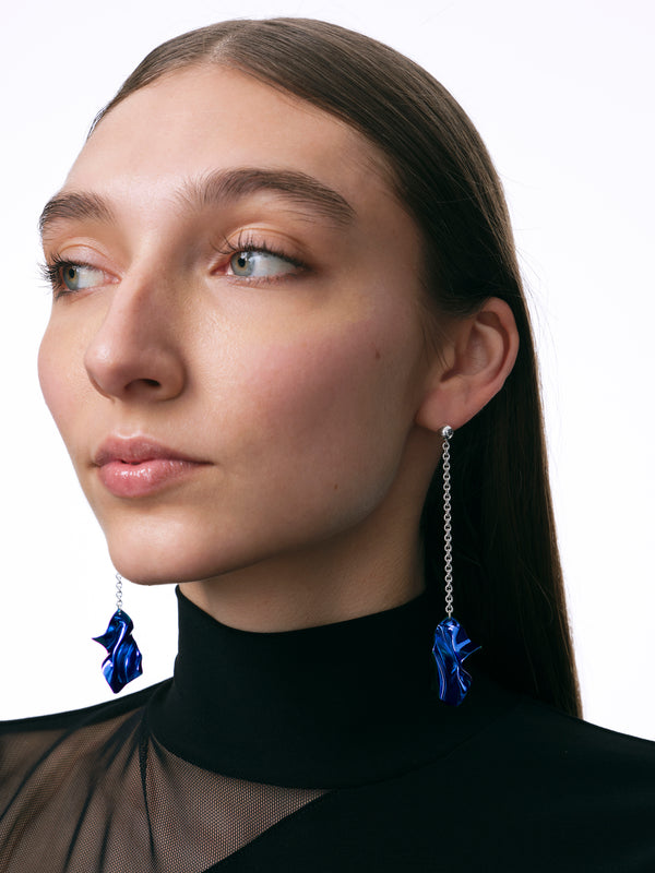 Gelsey Fold Drop Earrings | Cobalt Blue