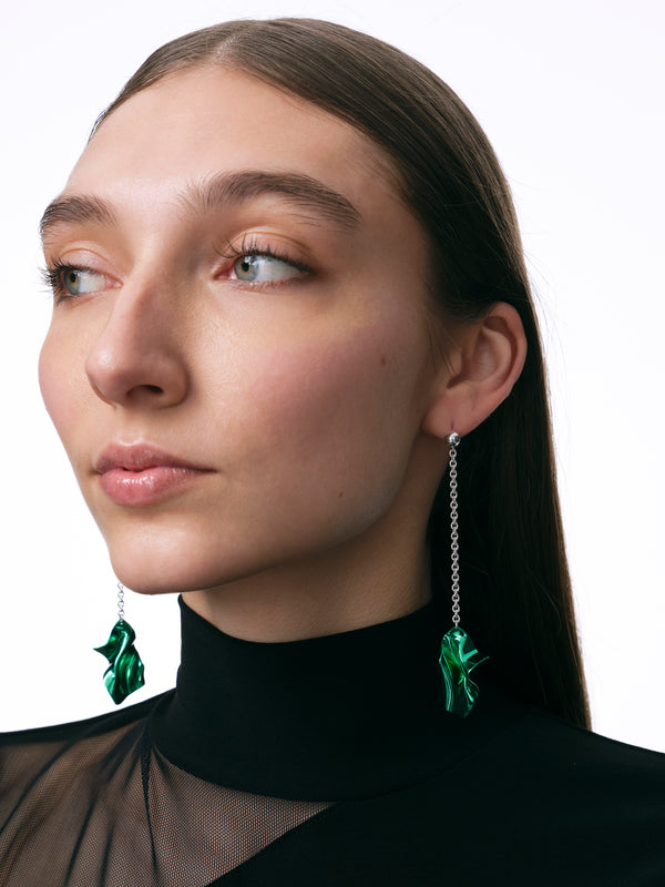 Gelsey Fold Drop Earrings | Emerald