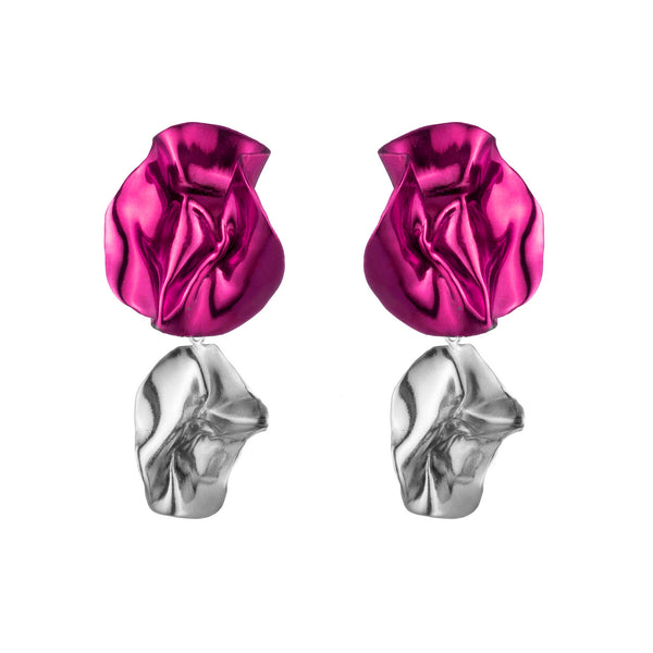 Flashback Fold Earrings | Fuchsia and Sterling Silver