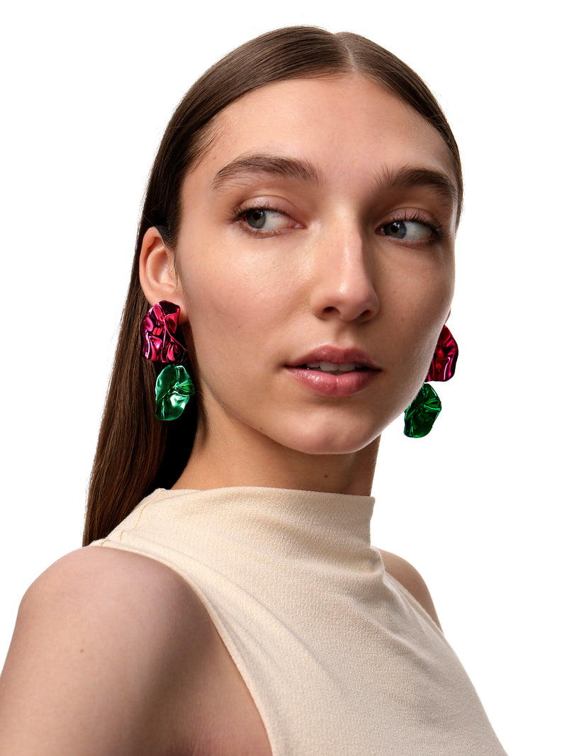 Flashback Fold Earrings | Fuchsia and Emerald