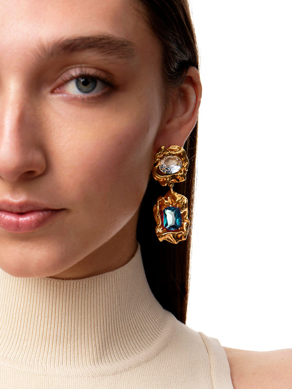 Lolita Earrings | Aquamarine and Crystal