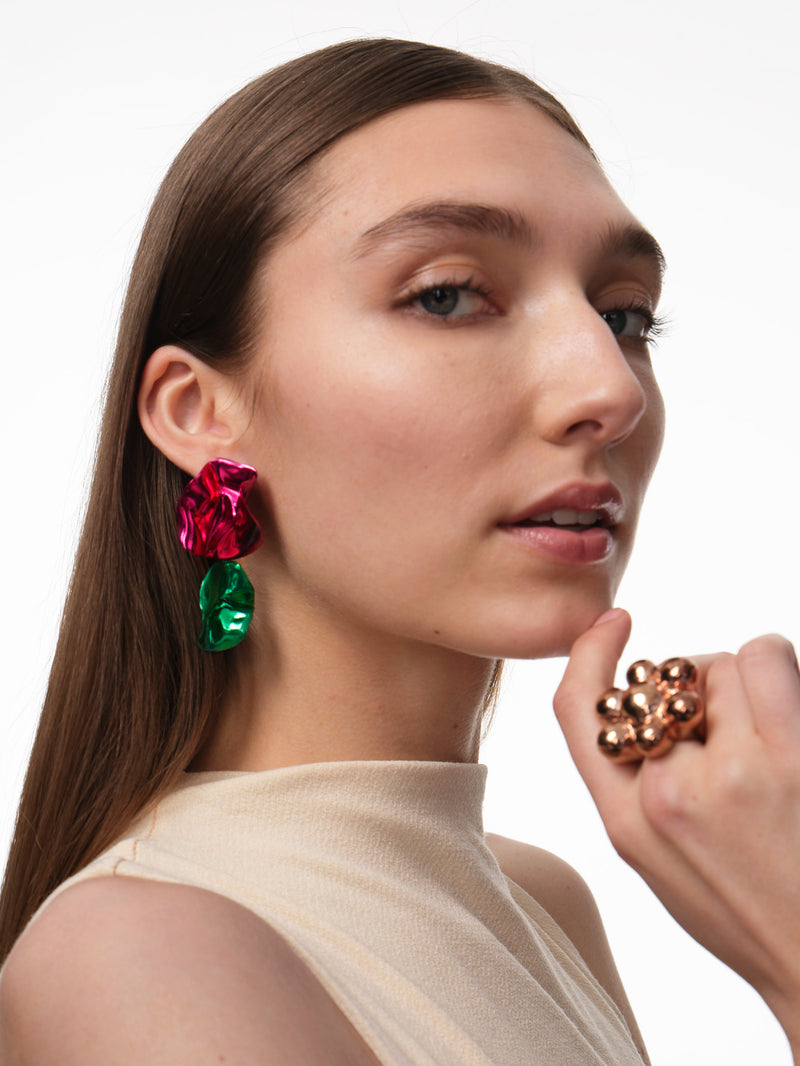 Flashback Fold Earrings | Fuchsia and Emerald