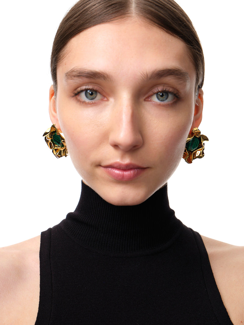 Titania Malachite Stud Earrings | Gold