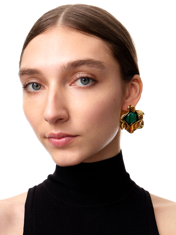 Titania Malachite Stud Earrings | Gold