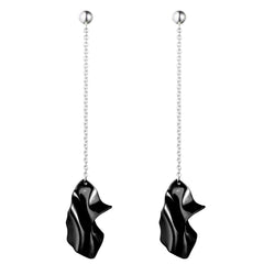 Gelsey Fold Drop Earrings | Black and Silver