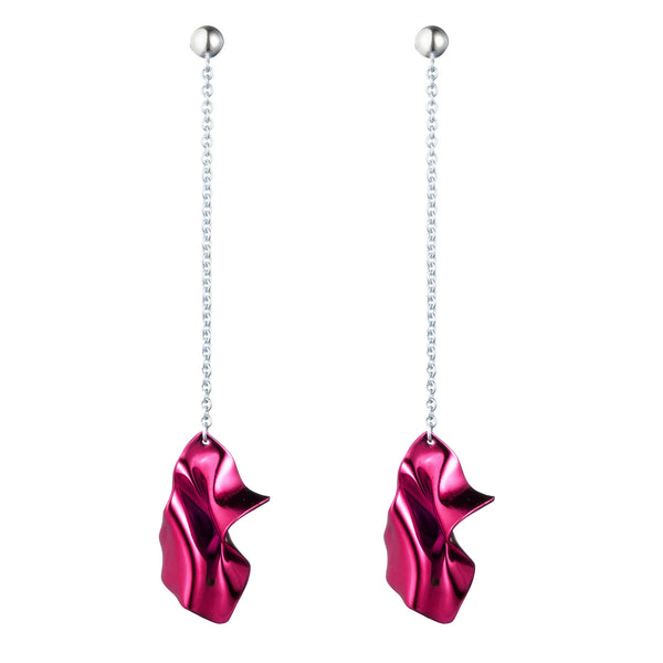 Gelsey Fold Drop Earrings | Fuchsia