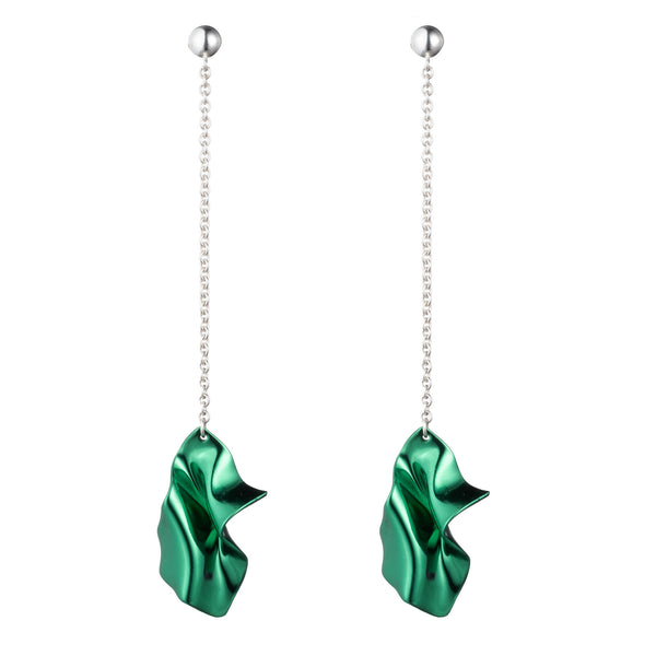 Gelsey Fold Drop Earrings | Emerald