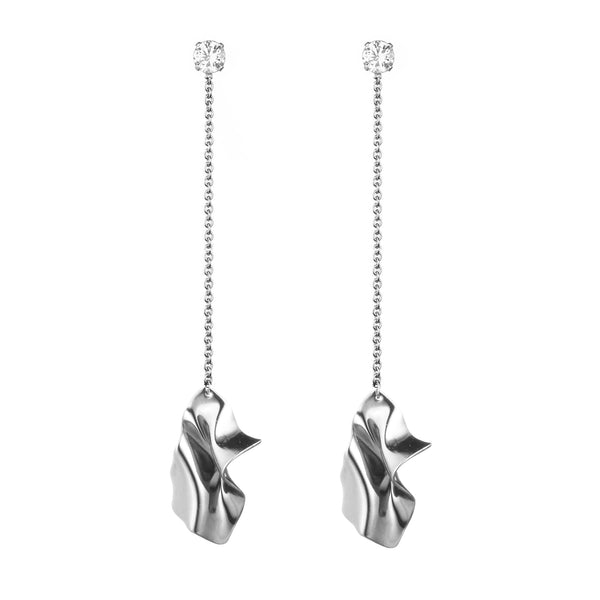 Gelsey Fold Crystal Drop Earrings | Sterling Silver