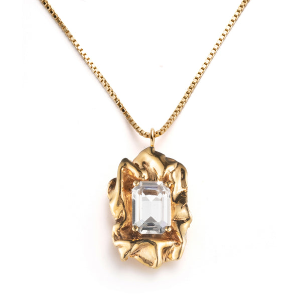 Edith Crystal Pendant Necklace | Gold and Crystal