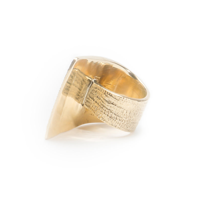 Strata Overlap Ring from the back, a thinner band with carved texture