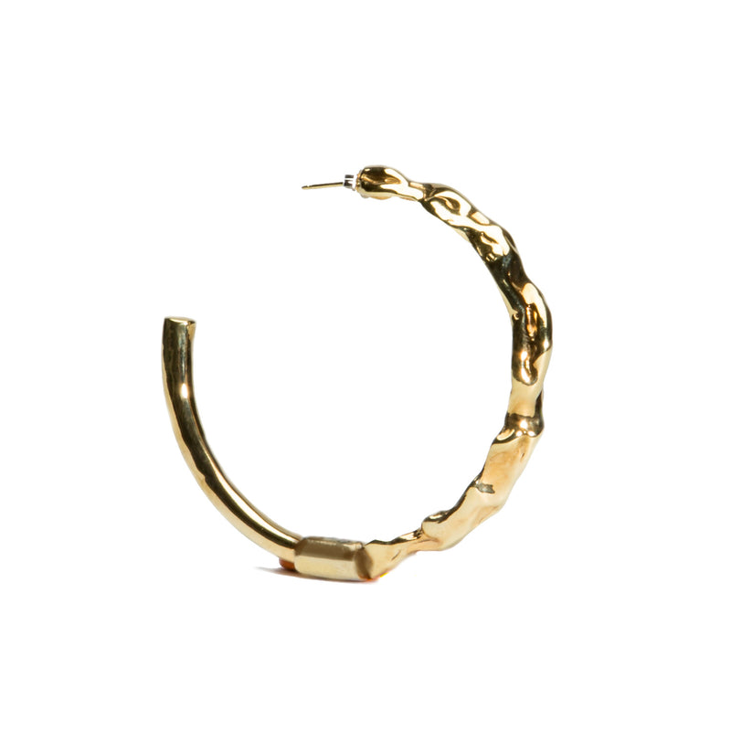 Sterling King single Molten Hoops in Mirror Gold product shot