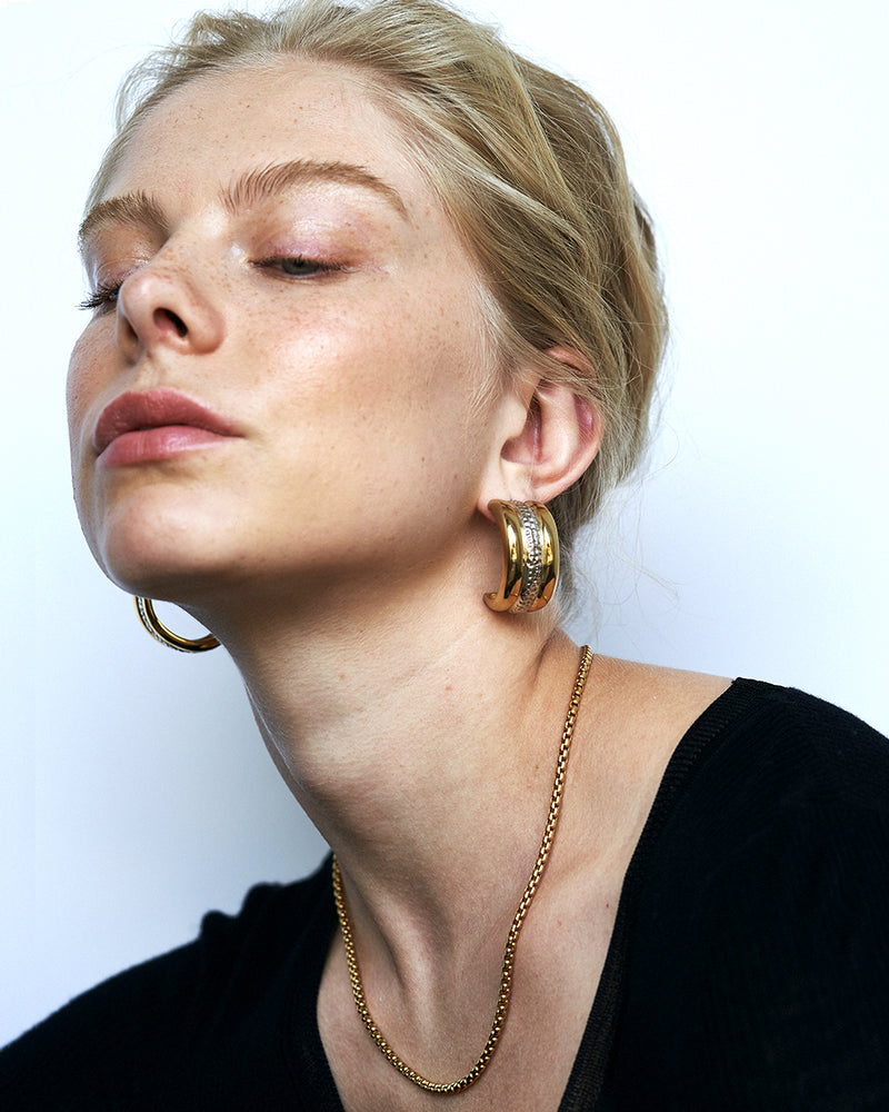 Two Tone Trinity Hoop Earrings | Gold and Silver