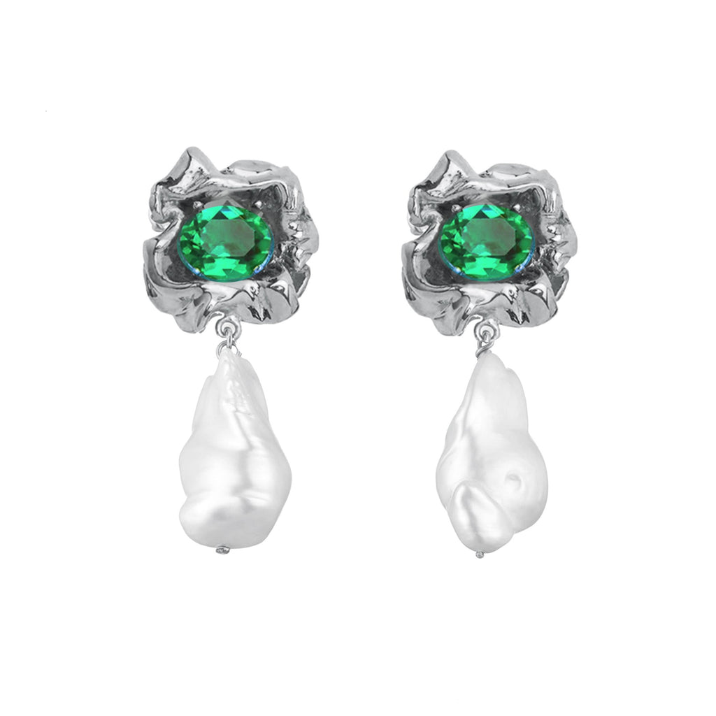 Mint Green Pearl Embellished Western Earrings, C141-BLG-05