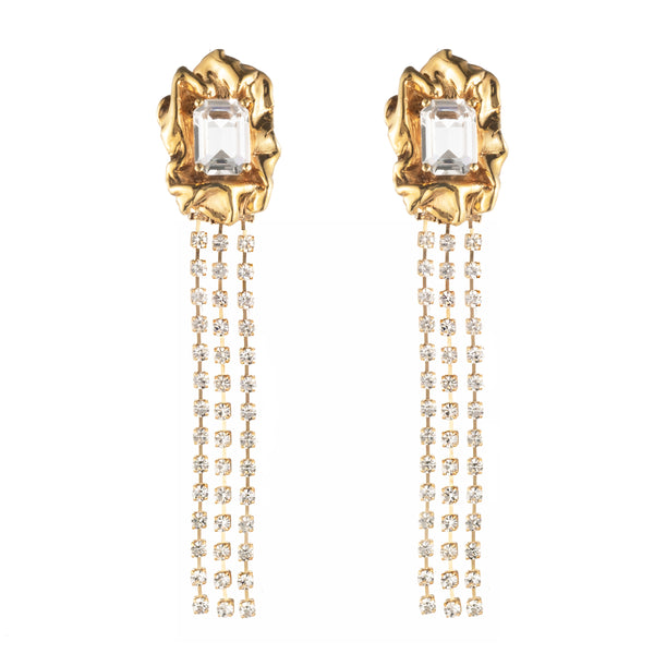 Maude Crystal Drop Earrings | Gold and Crystal