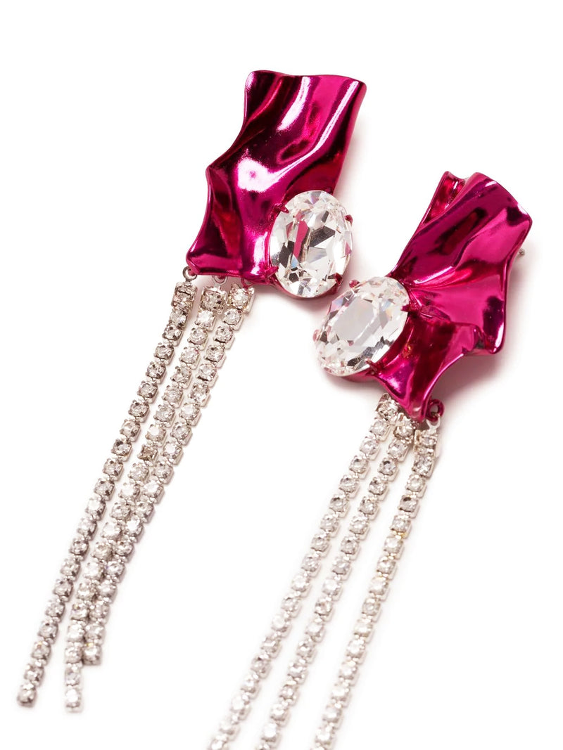 Pink Kiki Crystal Drop Statement Earrings | Fuchsia