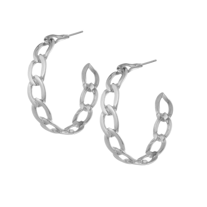 Rosha Chain Hoops | Sterling Silver