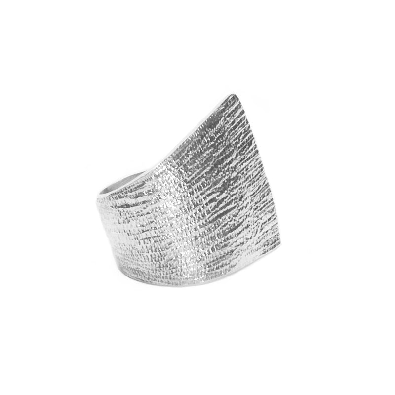 Sterling King Textured Overlap Ring in Sterling Silver